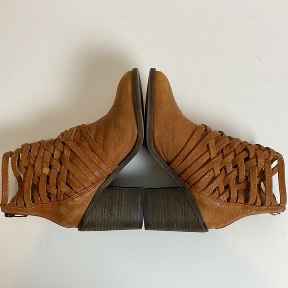 Free People Carerra Bootie 8.5 Tan Leather Woven Boho Festival Coastal Cowgirl - Picture 12 of 16